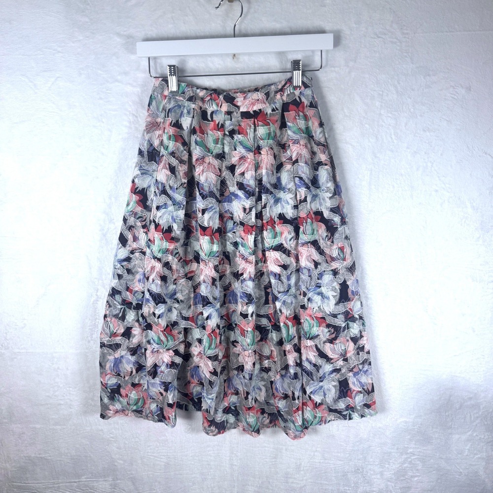 ASOS Skirt Floral Pleated Cottagecore Coquette Midi Size 4 Multicolor Womens